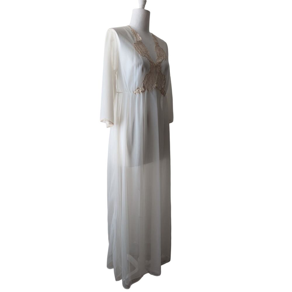 Kayser Vintage Long Lace Trim Peignoir Robe - Picture 6 of 11
